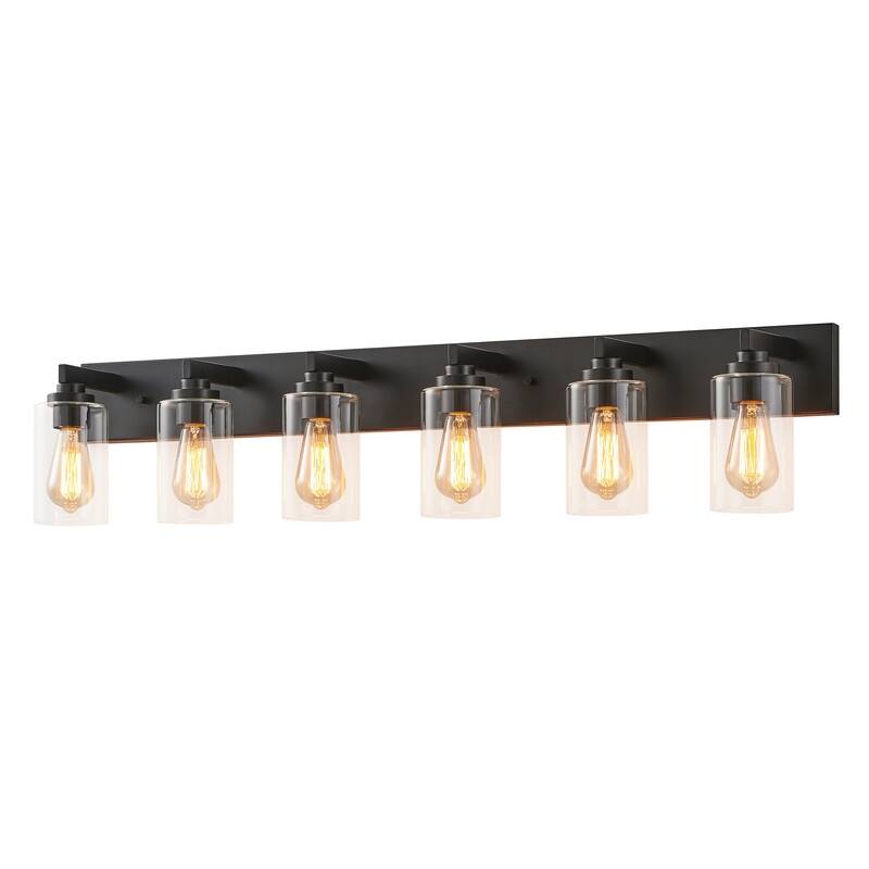 KAWOTI 6-light Bathroom Vanity Light with Clear Glass Shade