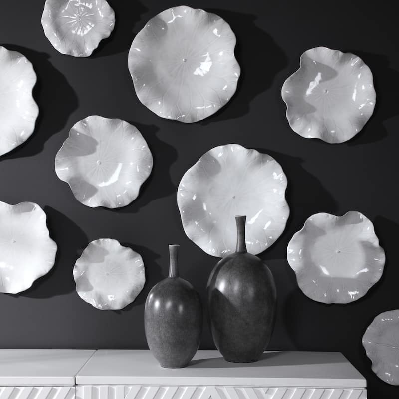 Uttermost Abella White Ceramic Wall Decors (Set of 3)