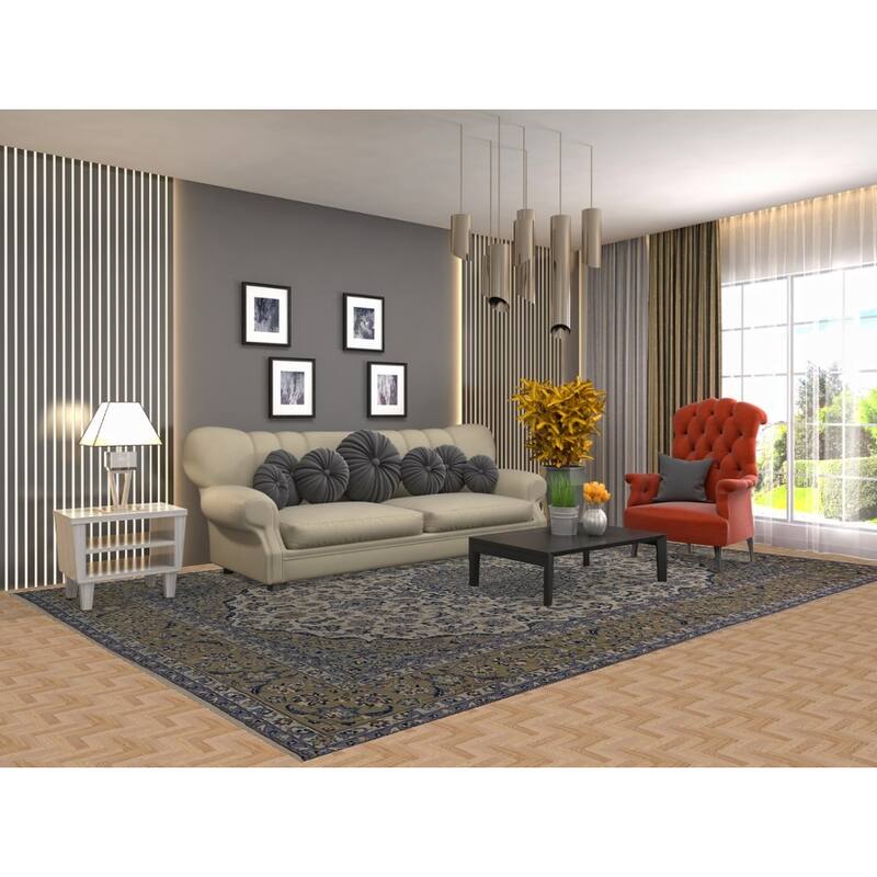 Traditional Kashan Persian Vintage Area Rug Handmade Wool Carpet - 8'0" x 12'3"