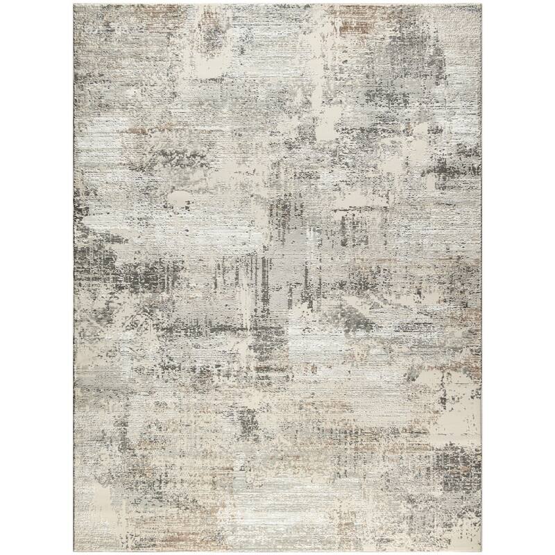 Power Loomed Abstract Modern Non Skid Stain Resistant Area Rug - 118' X '94' X '0.5