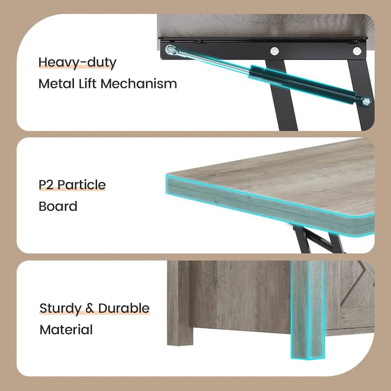 Lift Top Coffee Table 2 Sliding Barn Doors Storage Dining Table