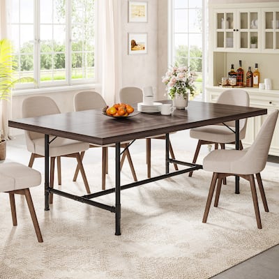 Rustic Rectangle 70.9-Inch Dining Table with Tube Metal Frame