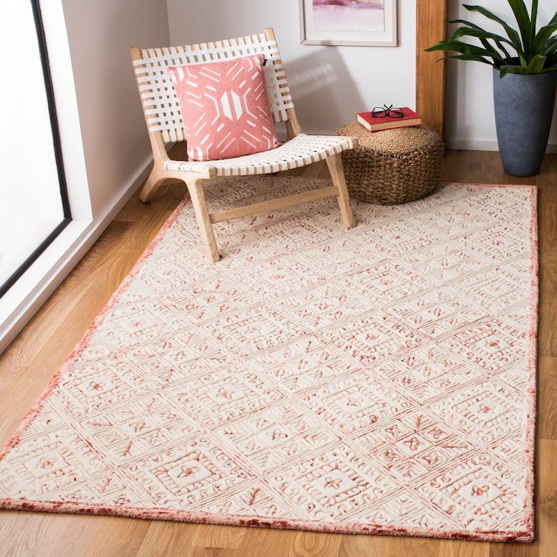 SAFAVIEH Handmade Glamour Klarita Wool Rug - 4' x 6' - Pink/Ivory