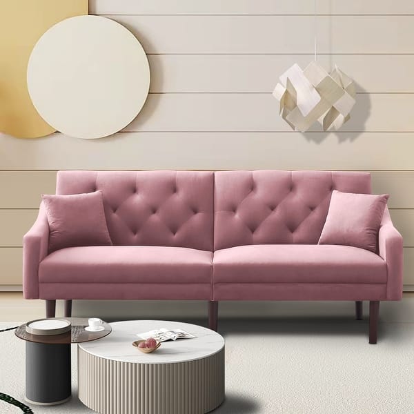 slide 2 of 24, Velvet Recliner Sleeper Sofa with Pillows