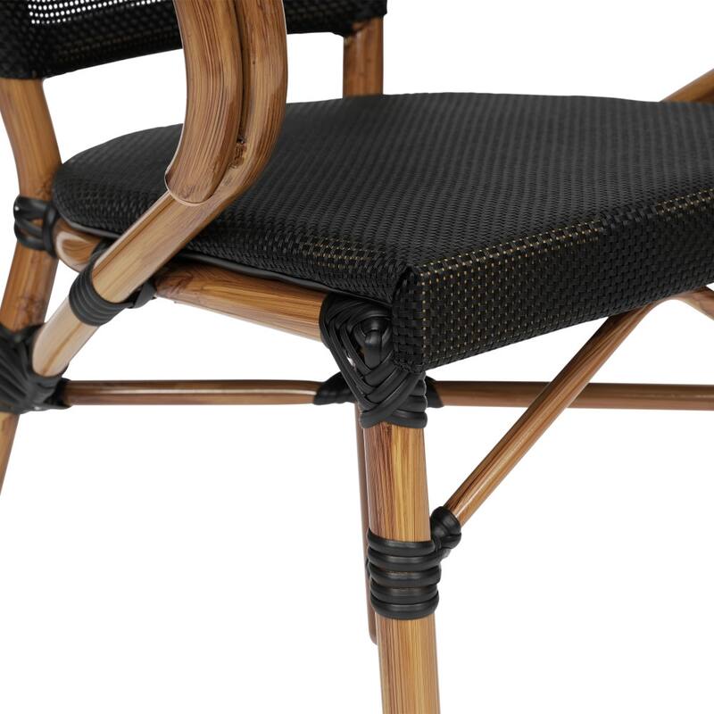 All-Weather Commercial Paris Chair with Arms and Metal Frame