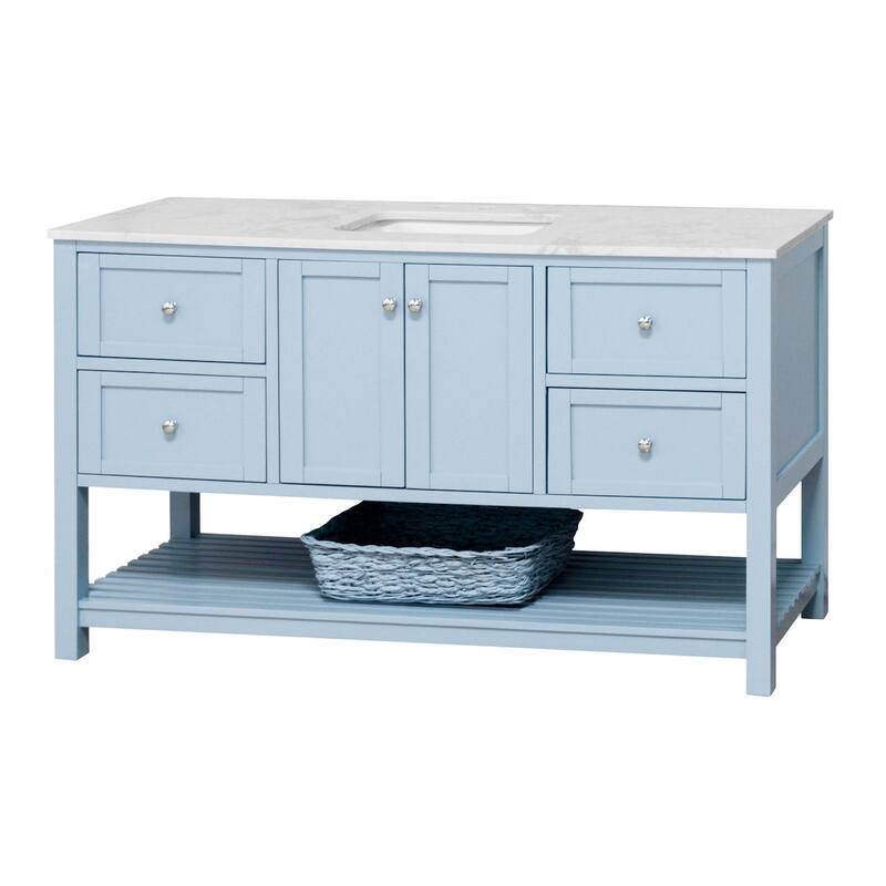 KitchenBathCollection Lakeshore 60" Single Bathroom Vanity with Engineered Carrara Top