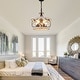 preview thumbnail 22 of 42, Oaks Aura 5-Light Farmhouse Wood Chandelier, Drum Chandelier for Dining Room Height Adjustable