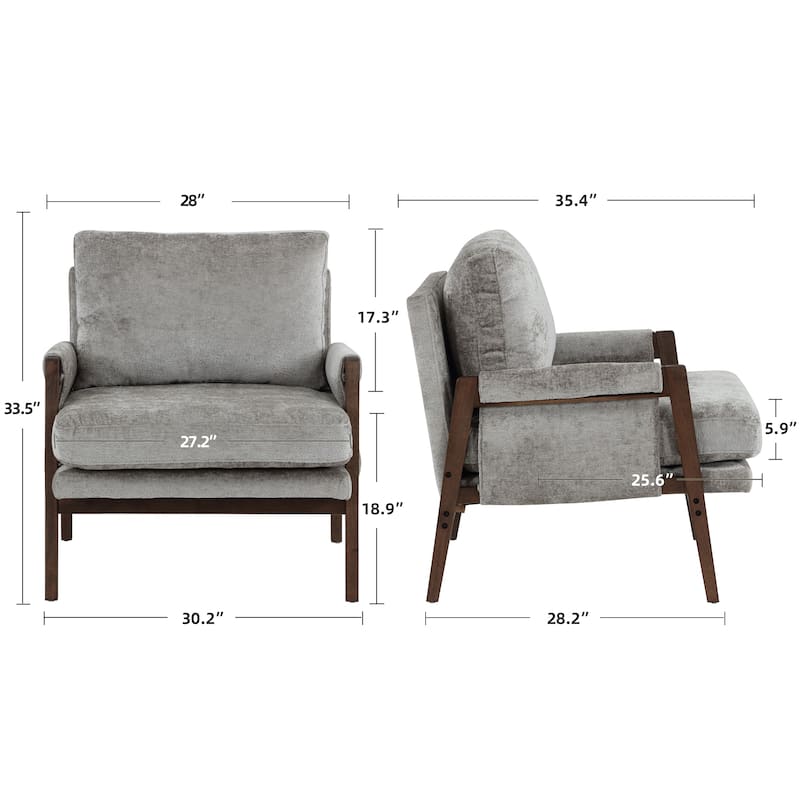 Mid-Century Modern 30" W Chenille Upholstered Accent Leisure Armchair