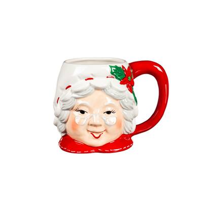 Ceramic Cup, 20 OZ, Shaped Mrs. Santa