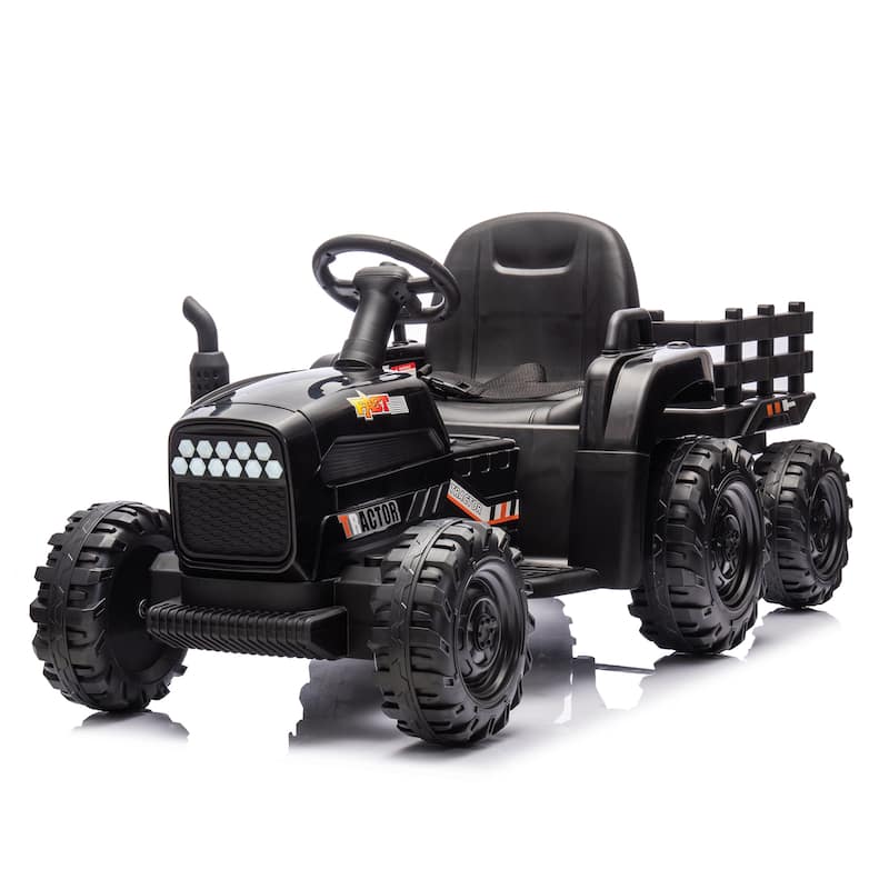 Ride on Tractor,Trailer,24VBattery Powered Electric Toy,200w*2motor 1.86-4.97MPH,Remote Control,3 speed adjustable,LED,safe belt