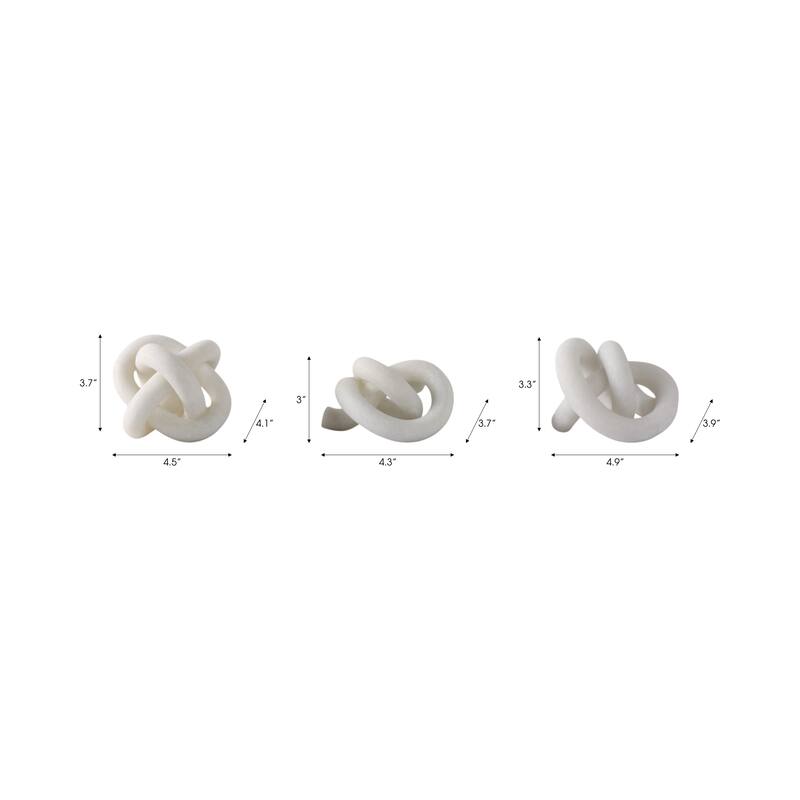 Polyresin Decorative Knot Figurine Home Decor (Set of 3) - 3/4" White - 4.5" x 4" x 3.75"