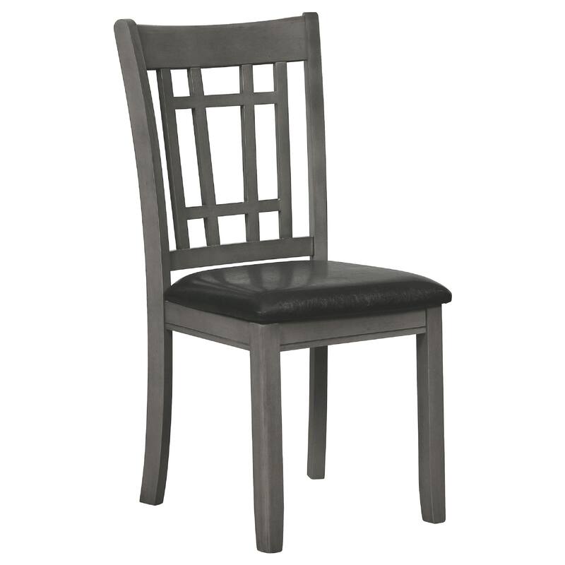 Lessa 5 Piece Dining Set, Gray, 4 Padded Chairs, Expandable Leaf