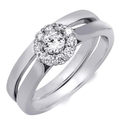 Womens Delicate 0.50 CT Wedding Band Bridal Ring Set Sterling Silver