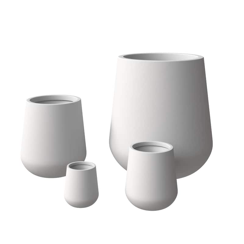 Orchid 4-Piece Round Modern Fiberstone and MgO Clay Decorative Planter Pot Set for Living Room Office Home Patio Porch Decor