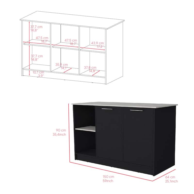 Kitchen Island for Dining Room,Two open storage shelves, Kitchen