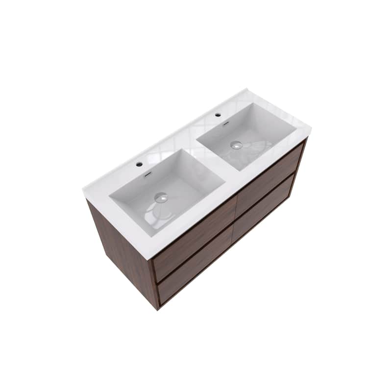 Sage 60" wall mounted bathroom vanity with double basin acrylic top