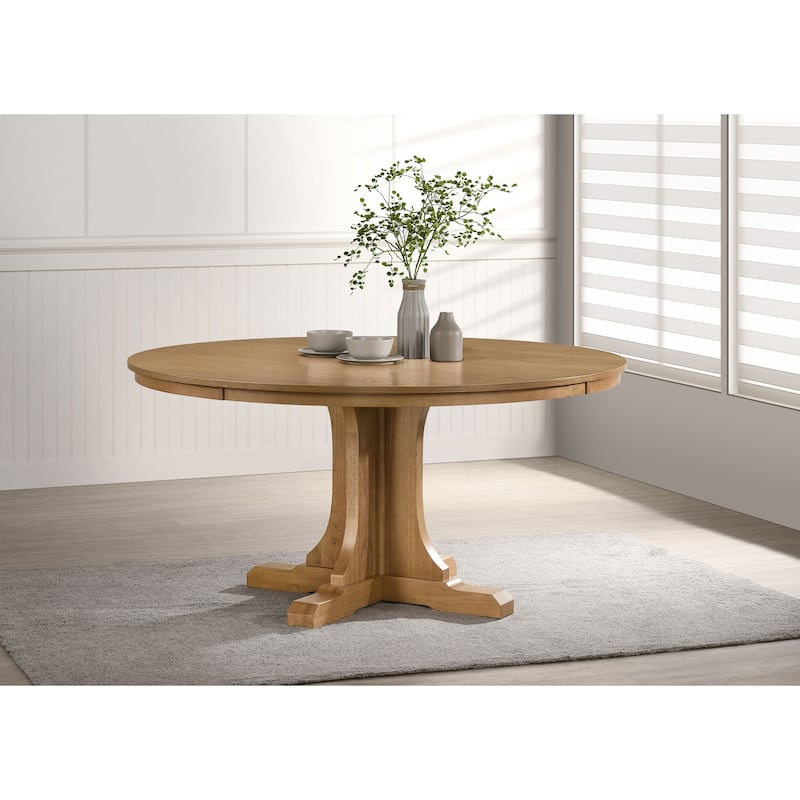 Hartville 60-inch Round Dining Table Natural Light Brown - 60" x 60" x 30"