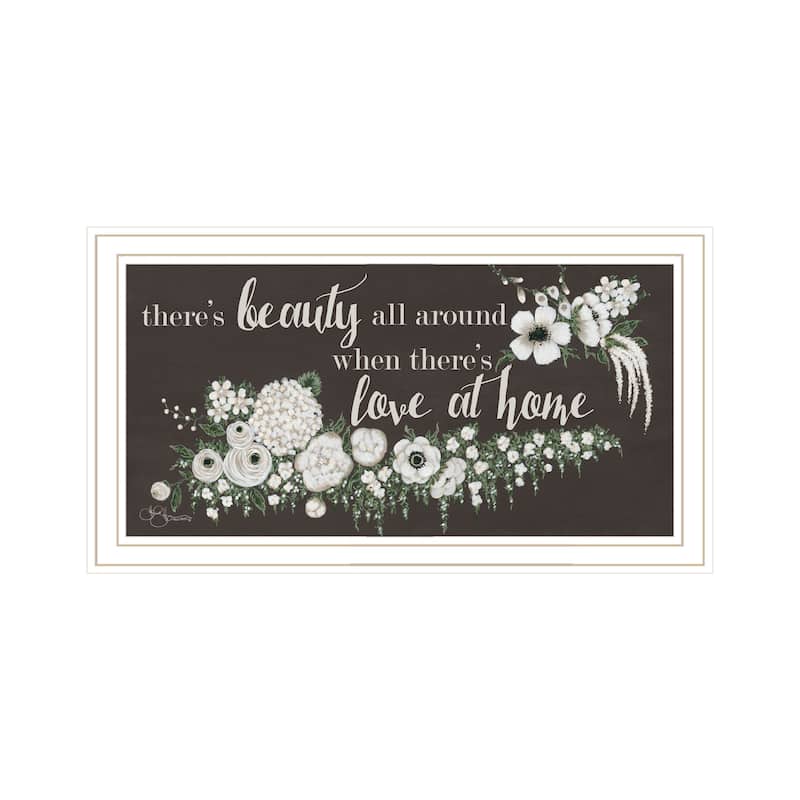 TrendyDecor4U Contemporary "Love At Home" Framed Print Wall Art - White