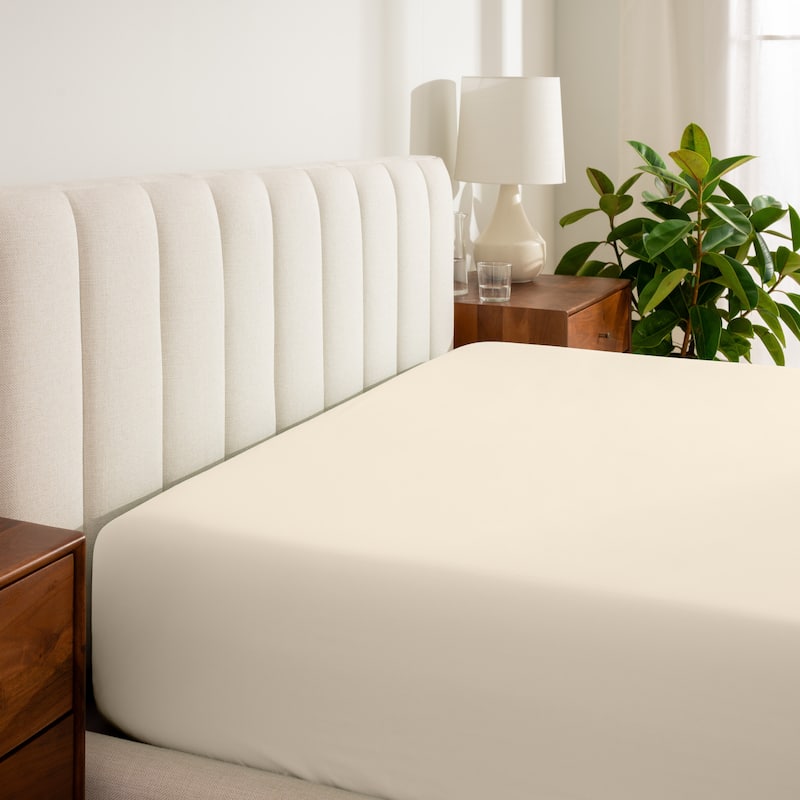 Bare Home Organic Cotton Percale Fitted Bottom Sheet