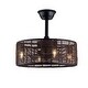 preview thumbnail 20 of 21, Vintage Ceiling Fan Light Industrial Cage 3-speed With Remote Downrod - Rope-5 blade