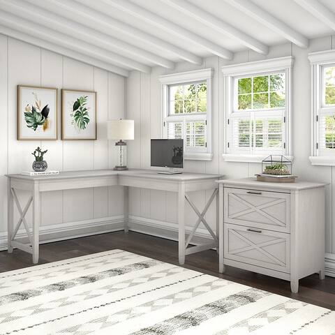 The Gray Barn Hatfield 60-inch -L-desk with 2-drawer File Cabinet