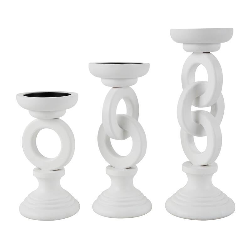 White or Black Wooden Chain Link Candle Holder (Set of 3)