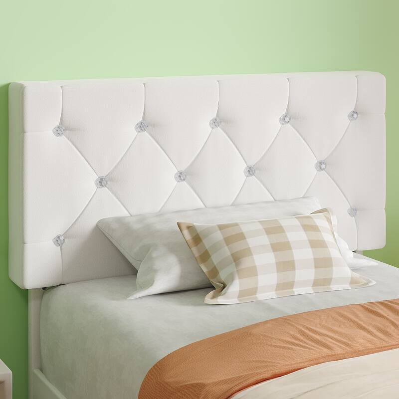 VECELO Upholstered Beds With Diamond Tufted Headboard Platform Bed Frame 7.9'' Under Bed Space