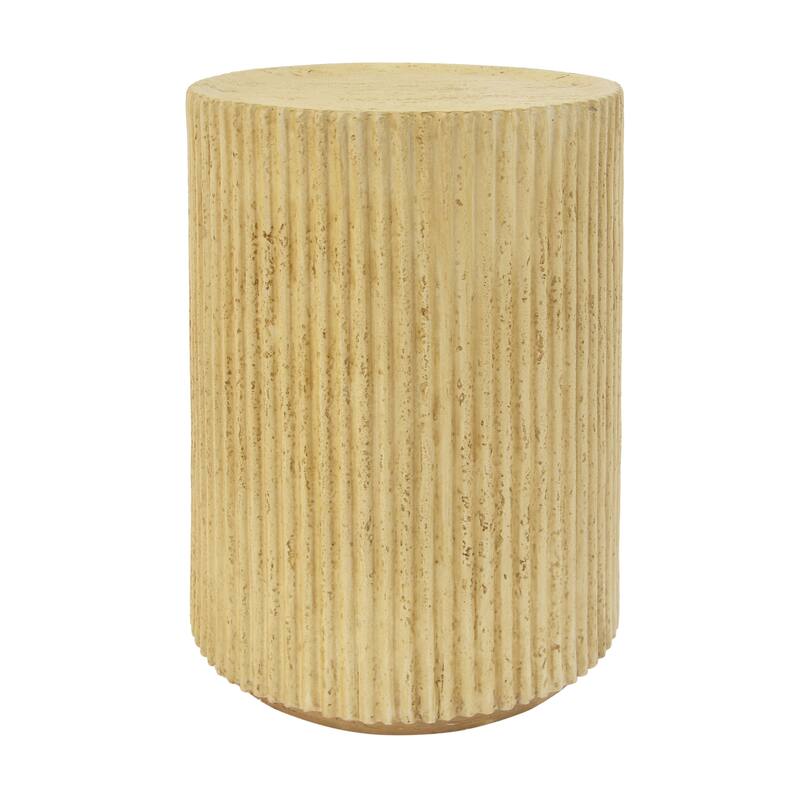 Modern Cylinder Accent Table - Distressed Woodgrain Finish In Vintage Brown‌