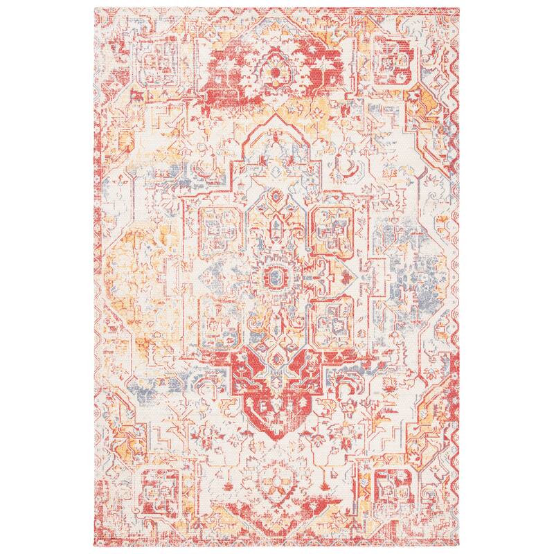 SAFAVIEH Handmade Saffron Shelbie Modern Tribal Cotton Rug - 8' x 10' - Red/Creme
