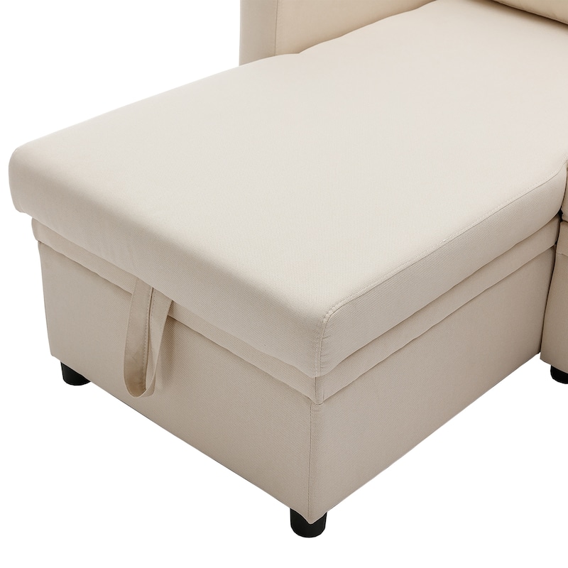 79" W L Shaped Reversible Convertible Pull Out Couch Bed Sleeper Sofa