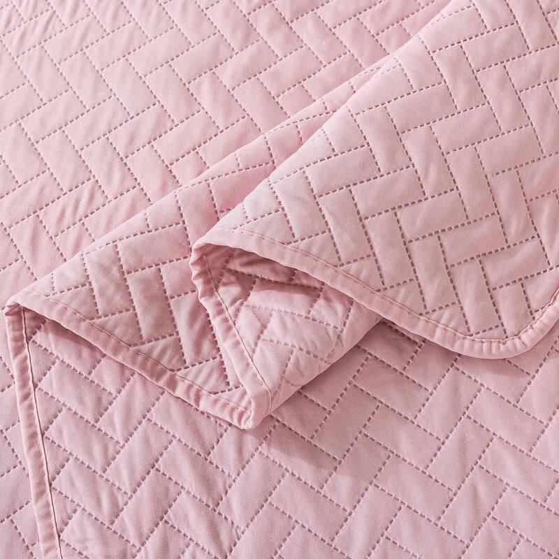 Basket Stitched Bedspread/Coverlet Set Ultra Soft Microfiber Lightweight Quilt