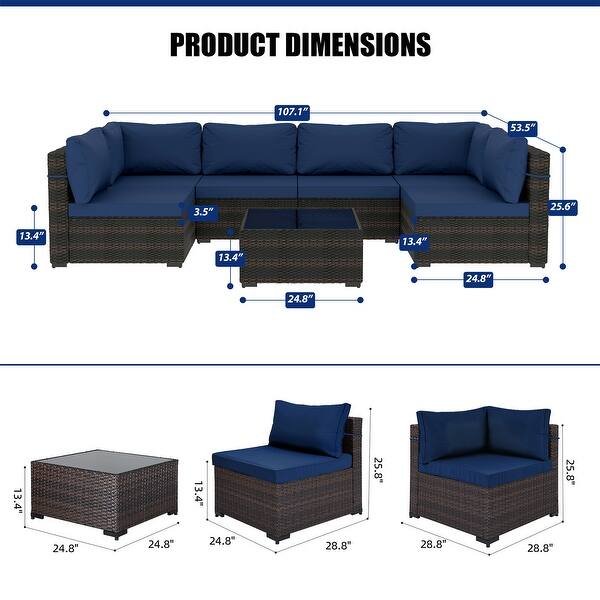 Patio Watcher 7 Pieces Patio Furniture Set Hand Woven PE Wicker Parlor ...