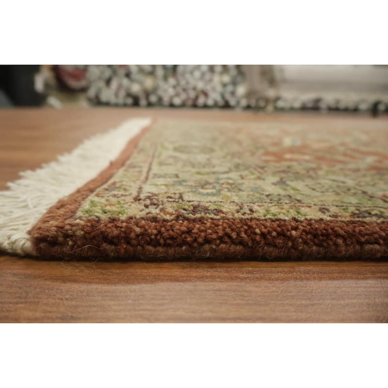 Hand Knotted Oriental 100% Wool Carpet Traditional All-Over Oranges & Rust Agra Runner Rug - 9' 6'' X 3' 0''