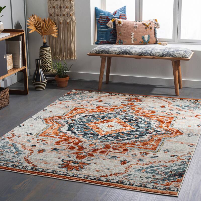 Artistic Weavers Tevazu Transitional Medallion Area Rug - 6' 7" x 9' - Red/Blue