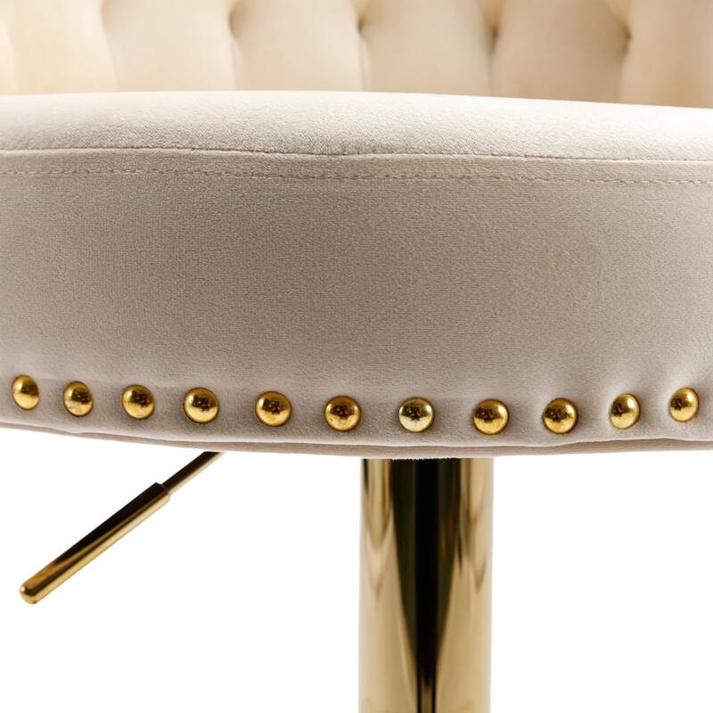 Ergonomic Swivel Bar Stools Set of 2 Adjustable Velvet Accent Chairs