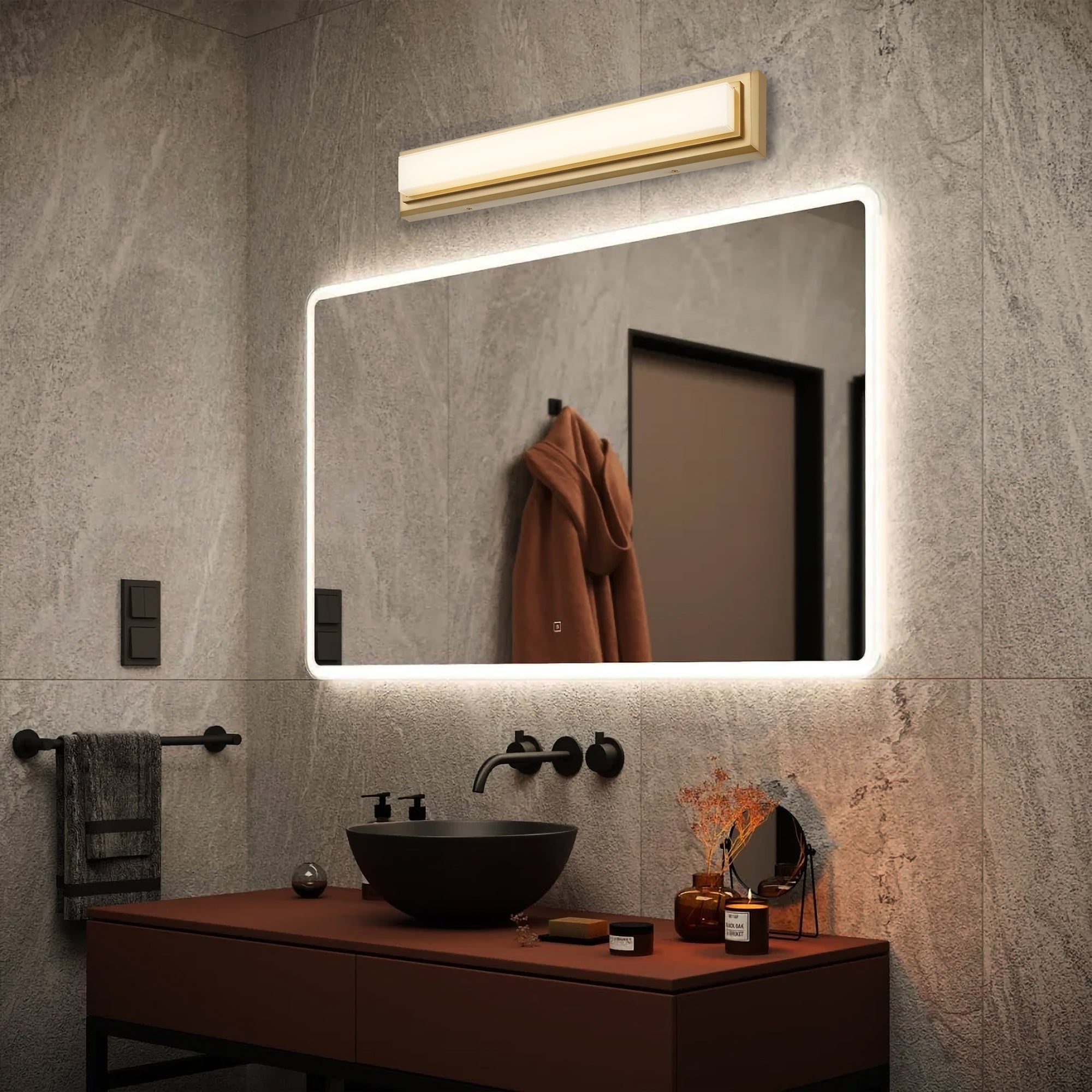 Purity 24" Antique Brass LED Bathroom Vanity Light