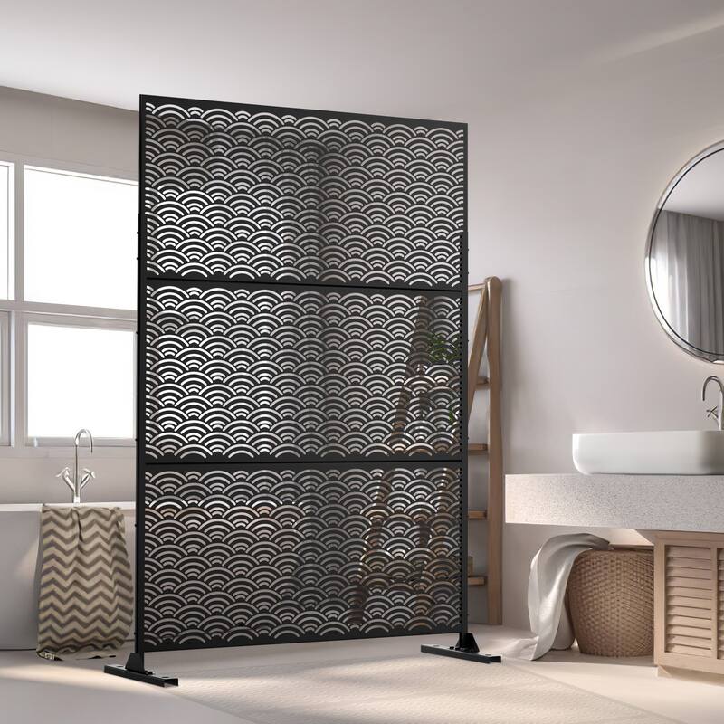 Metal Privacy Screen Wall Decoration Free Standing-6.3 ft. H X 4 ft. W
