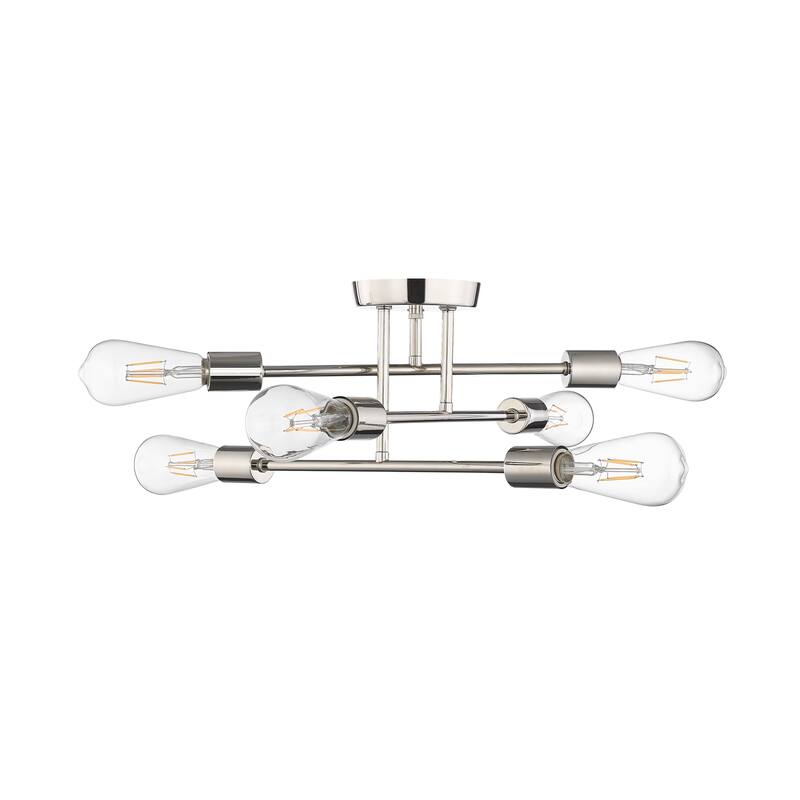 Millennium Lighting Decco 6 Light Pendant Fixture in Matte Black - Polished Nickel