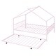 preview thumbnail 5 of 11, Full Size Metal House Bed with Twin Size Trundle & Slats, Kids Bed Frame with Headboard & Footboard, for Kids, Girls, Boys, Pink