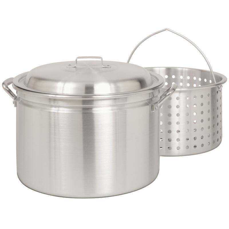 Bayou Classic 24-Qt Aluminum Stockpot with Steamer Basket