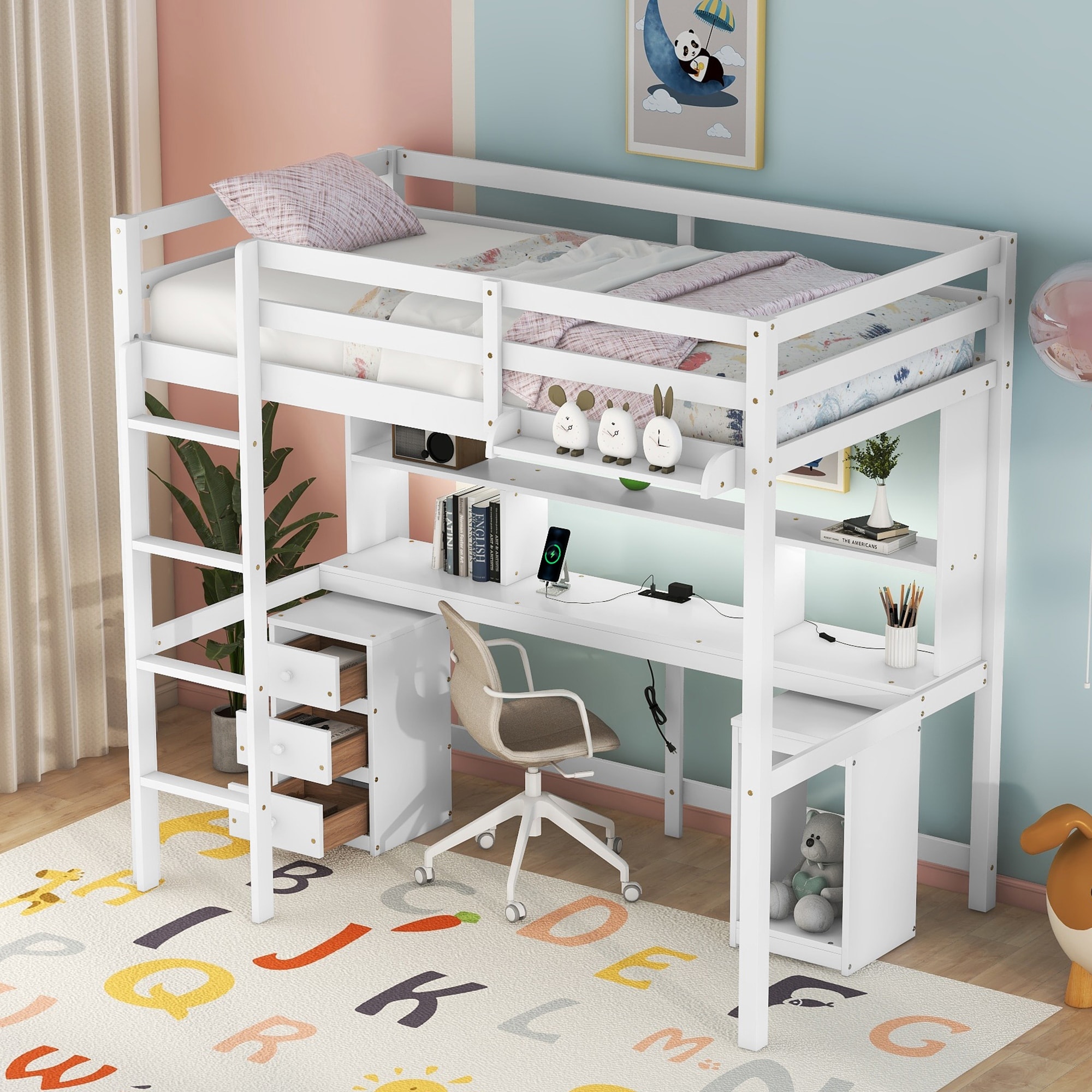 Harriet Bee Jaivyon Kids Loft Bed With Multi storage Desk
