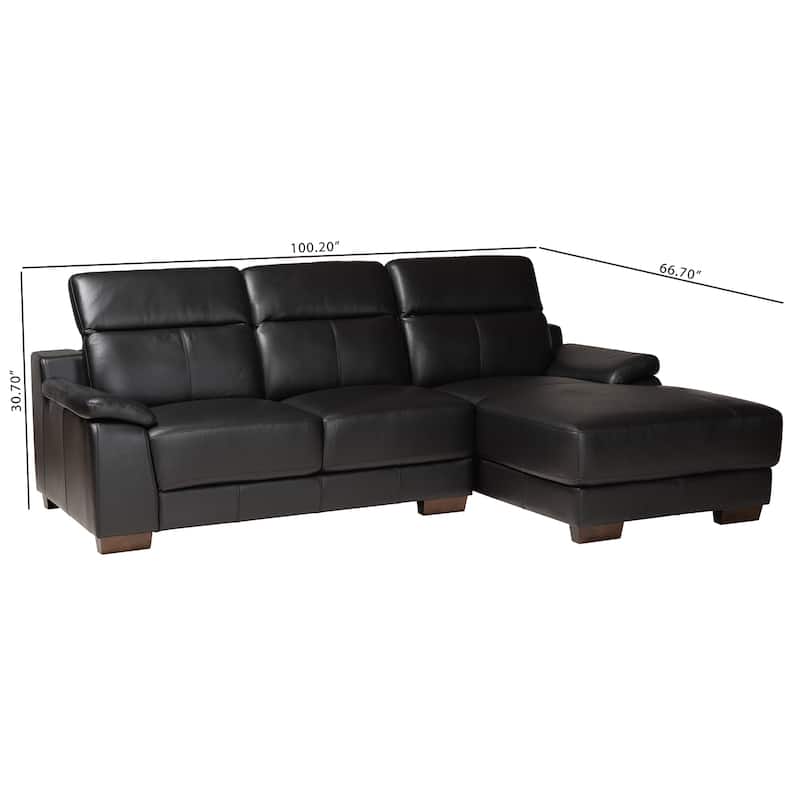 Reverie Modern Full Leather Sectional Sofa with Right Facing Chaise