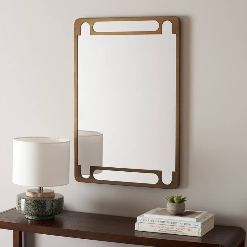 SAFAVIEH Home Titlia Antique Brass 36-inch Vertical Rectangle Iron Mirror - Antique Brass - 24"W x 1"D x 36"H