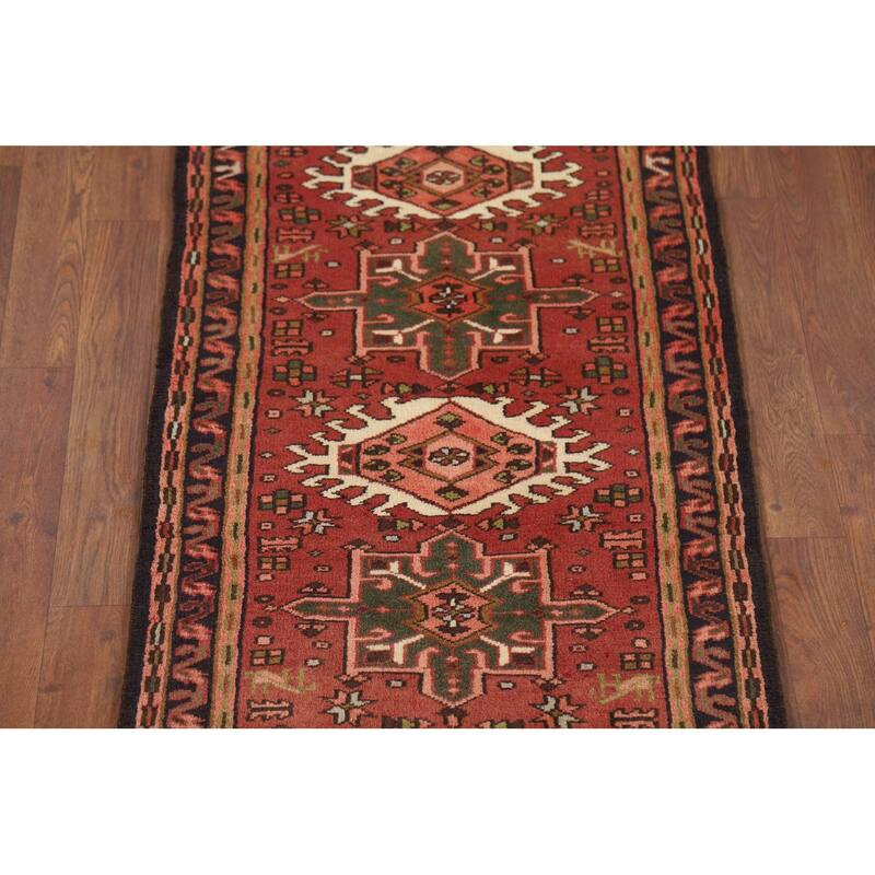 Tribal Geometric Gharajeh Persian Runner Rug Handmade Wool Carpet - 2'2" x 6'1"