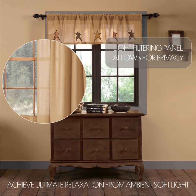 Stratton Burlap Applique Star Valance 16x60 - Valance 16x60