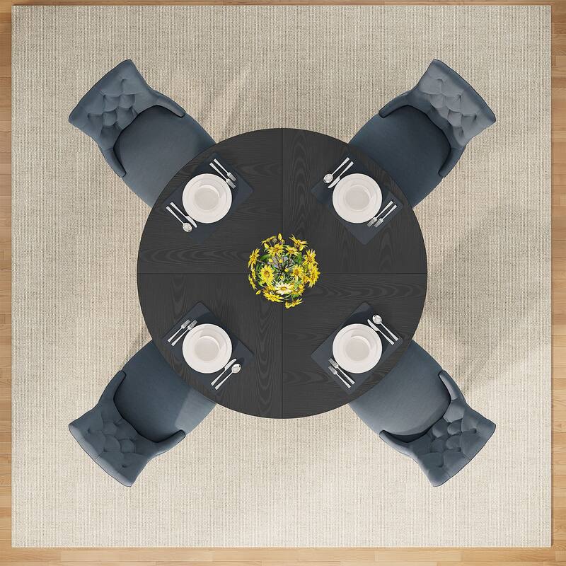 47-inch Round Dining Table Wood Dinner Table for 4-6 People