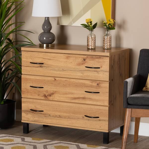 Baxton Studio Maison Modern and Contemporary Oak Brown Finish Wood 3-Drawer Storage Chest Baxton Studio Maison Modern and Contemporary Oak Brown Finish Wood 3-Drawer Storage Chest