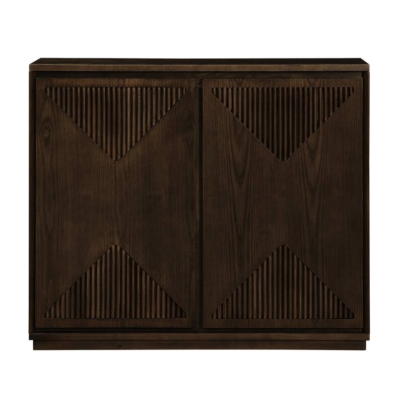 Roomfitters V-Shape Fluted Sideboard Cabinet Mid-Century Modern Storage Console Buffet for Entryway & Coffee Bar