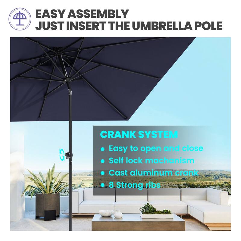 10 x 6.5 FT Rectangular Double Top Patio Market Umbrella with Tilt & Crank