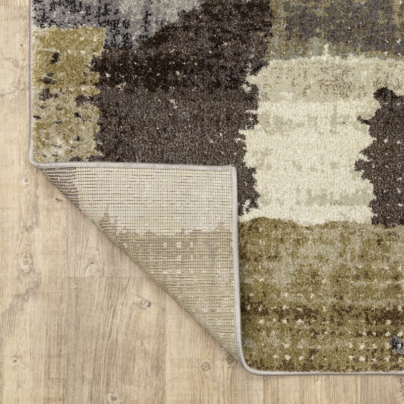 ROW Gemma Modern Layerd Block Green/Brown Area Rug